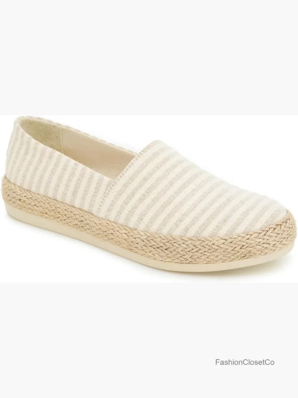 Canvas Espadrilles with Raffia Detail, Cushioned Footbed, Pull-On Style
